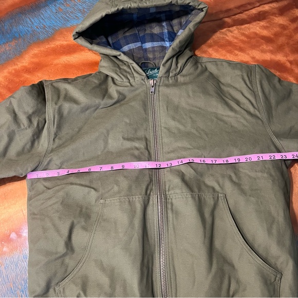 NWT Woolrich Canvas Flannel lined hooded bomber jacket green blue plaid - Picture 9 of 10